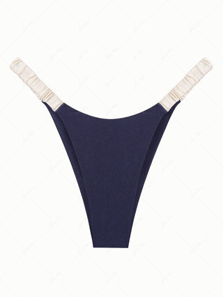 Deep Blue Contrast Color Cheeky Bikini Bottom