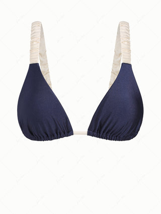 Deep Blue  Contrast Color Triangle Bikini Top