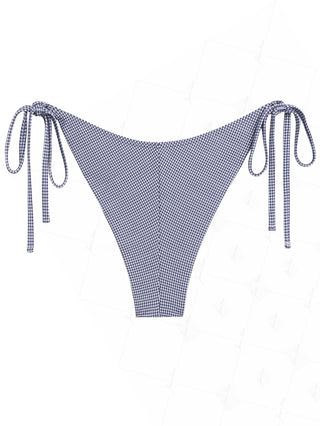 Janexswim Vintage Gingham Bowknot Tie Side Brazilian Bikini Bottom