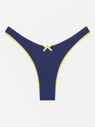Janexswim Contrast Lace Bowknot Cheeky Bikini Bottom