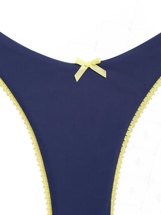 Janexswim Contrast Lace Bowknot Cheeky Bikini Bottom
