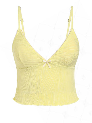 Janexswim Textured Lace Bowknot Bikini Tankini Top