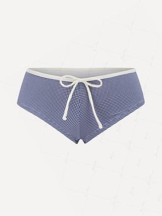 Janexswim Vintage Gingham Low Rise Beach Swim Bottom Bikini Boyshorts