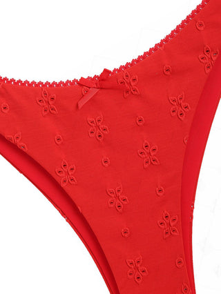 Janexswim Recycled Fabric Jacquard Lace Bowknot Cheeky Bikini Bottom