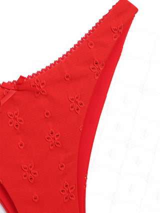 Janexswim Recycled Fabric Jacquard Lace Bowknot Cheeky Bikini Bottom