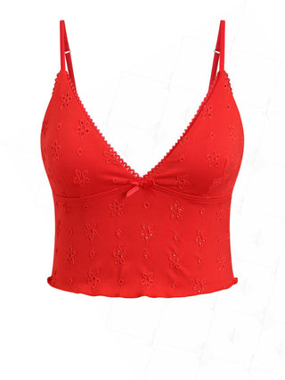 Janexswim Recycled Fabric Jacquard Lace Bowknot Bikini Tankini Top