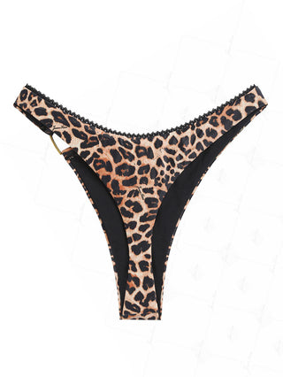 Janexswim Vintage Leopard Heart-shaped Thong Bikini Bottom