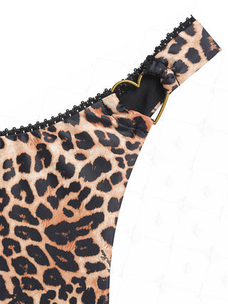 Janexswim Vintage Leopard Heart-shaped Thong Bikini Bottom