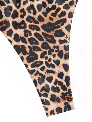 Janexswim Vintage Leopard Heart-shaped Thong Bikini Bottom