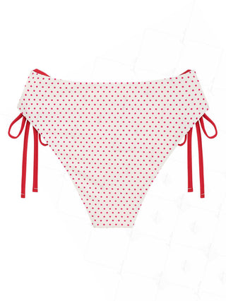 Crystal Cream Vintage Polka Dot High Rise Full Coverage Bikini Bottom