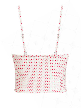 Crystal Cream Vintage Polka Dot Lace Bikini Tankini Top