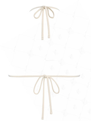 Yellow Floral Jacquard Textured Bowknot Bikini Top