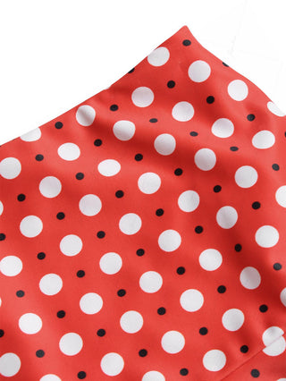 Vintage Red Polka Dot Spliced Ruffles Hem Low Rise Mini Swim Skirt Bottom