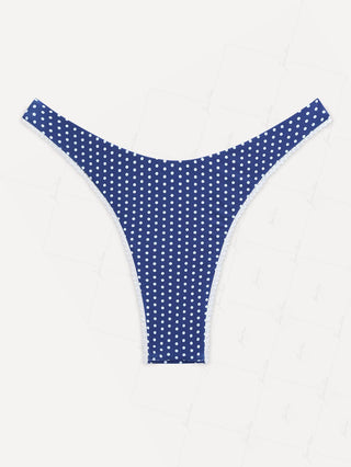 Deep Blue Polka Dot Lace Bowknot Cheeky Bikini Bottom