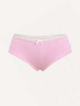 Light Pink Knitted Plaid Low Rise Beach Swim Bottom