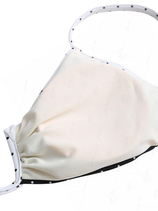 Black Colorblock Polka Dot Print Ruched U-ring Bikini Top