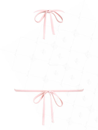 Vintage Black Polka Dot Lace Bowknot Halter Triangle Bikini Top