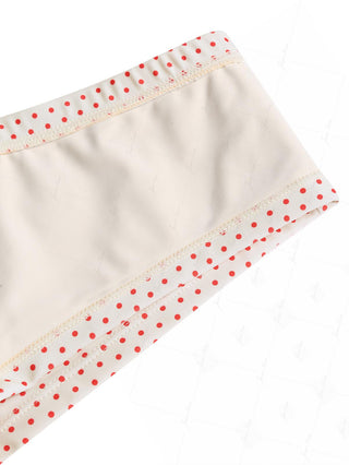 Crystal Cream Polka Dot Bowknot Low Rise Beach Swim Bottom Boyshorts