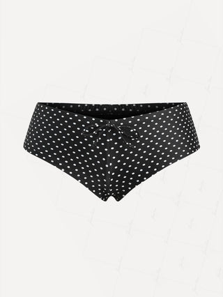 Black Polka Dot Print Bowknot Low Rise Beach Swim Bottom Boyshorts
