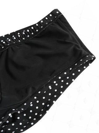 Black Polka Dot Print Bowknot Low Rise Beach Swim Bottom Boyshorts