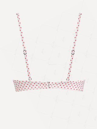 Crystal Cream Polka Dot Lace Bowknot Underwire Bikini Top