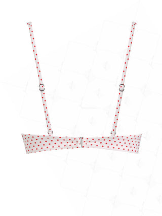 Crystal Cream Polka Dot Lace Bowknot Underwire Bikini Top