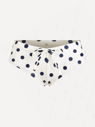 Crystal Cream Vintage Polka Dot Low Rise Beach Swim Bottom Boyshorts