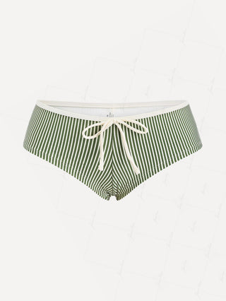 Green Striped Bowknot Low Rise Beach Swim Bottom Boyshorts