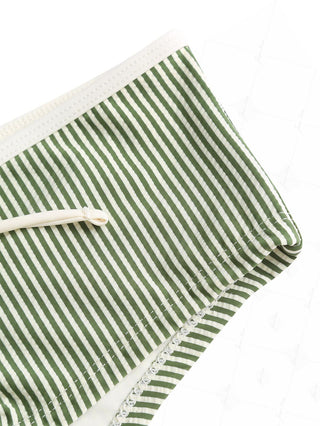 Green Striped Bowknot Low Rise Beach Swim Bottom Boyshorts