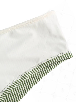 Green Striped Bowknot Low Rise Beach Swim Bottom Boyshorts