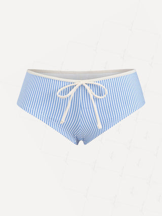 Light Blue Striped Low Rise Beach Swim Bottom Bikini Boyshorts