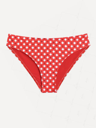 Red Vintage Polka Dot Full Coverage Bikini Bottom