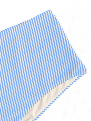 Sky Blue Striped High Rise Beach Swim Bottom Boyshorts