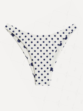 Crystal Cream Vintage Polka Dot Print Reversible Cheeky Bikini Bottom