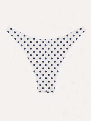Crystal Cream Vintage Polka Dot Print Reversible Cheeky Bikini Bottom