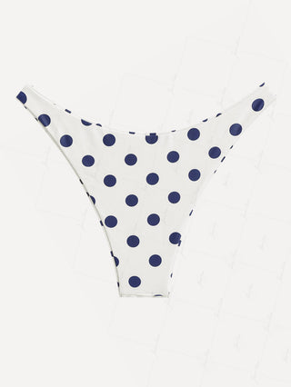 Crystal Cream Vintage Polka Dot Print Reversible Cheeky Bikini Bottom