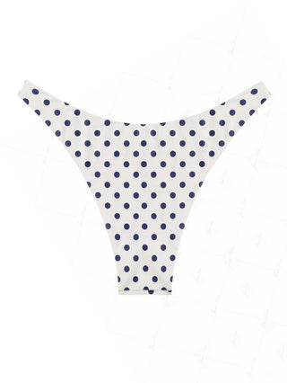 Crystal Cream Vintage Polka Dot Print Reversible Cheeky Bikini Bottom