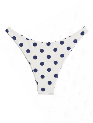 Crystal Cream Vintage Polka Dot Print Reversible Cheeky Bikini Bottom