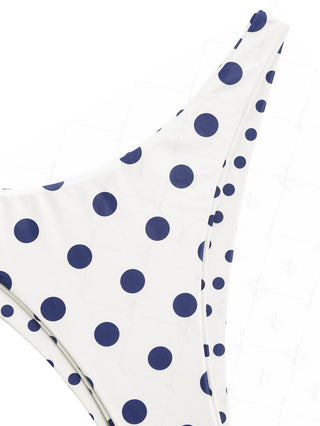 Crystal Cream Vintage Polka Dot Print Reversible Cheeky Bikini Bottom