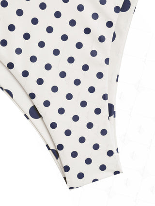 Crystal Cream Vintage Polka Dot Print Reversible Cheeky Bikini Bottom