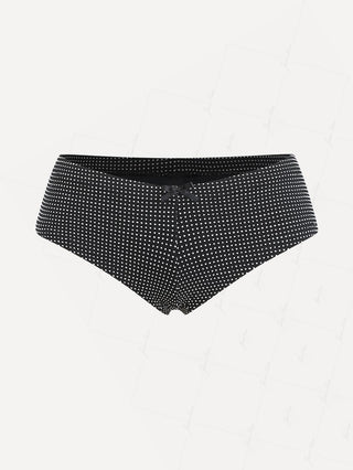 Black Pin Dot Jacquard Fabric Low Rise Beach Swim Bottom Boyshorts