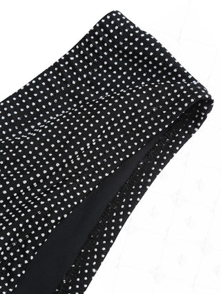 Black Pin Dot Jacquard Fabric Low Rise Beach Swim Bottom Boyshorts
