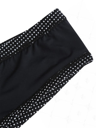 Black Pin Dot Jacquard Fabric Low Rise Beach Swim Bottom Boyshorts