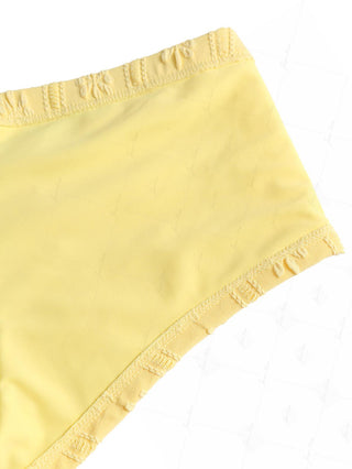 Yellow Floral Jacquard Bowknot Low Rise Beach Swim Bottom Boyshorts