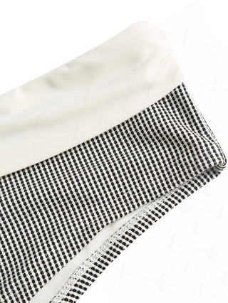 Crystal Cream Metallic Gold Yarn Knitted Fabric Foldover Bikini Bottom Cheeky Swim Boyshorts