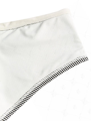 Crystal Cream Metallic Gold Yarn Knitted Fabric Foldover Bikini Bottom Cheeky Swim Boyshorts