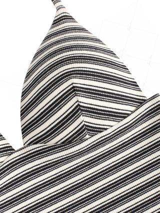 Black Knit Striped Ribbed Tankini Top