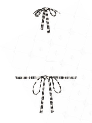 Black Knit Striped Ribbed Halter Triangle Bikini Top