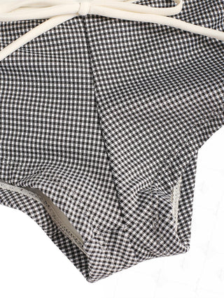 Black Gingham Bowknot Low Rise Bikini Bottom Cheeky Swim Boyshorts