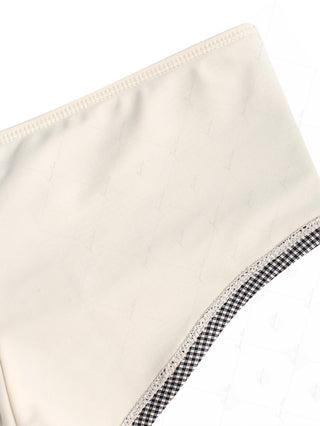 Black Gingham Bowknot Low Rise Bikini Bottom Cheeky Swim Boyshorts